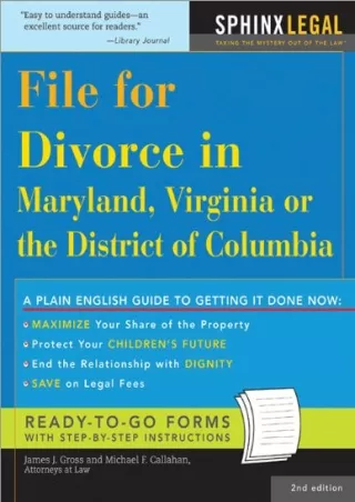 Full DOWNLOAD File for Divorce in Maryland, Virginia or the District of Columbia, 2E (Legal