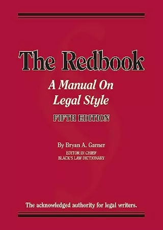 Full PDF Garner's The Redbook: A Manual on Legal Style (Coursebook)