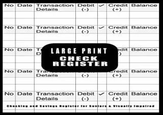 READ [PDF] Large Print Check Register : Checking and Savings Register for Senior