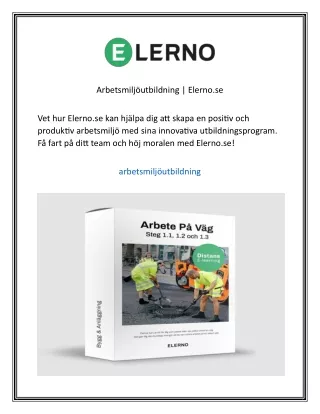 Arbetsmiljöutbildning  Elerno.se