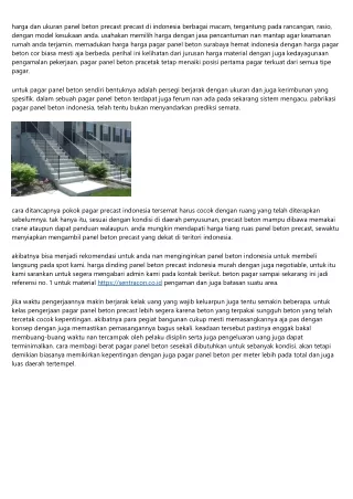 Pagar Panel Beton Indonesia Jasa Pagar Beton Agustus 2023