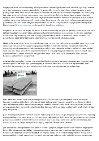 Harga Pagar Panel Beton Precast Indonesia 2023 Terpatok Pakai Ongkos Pasang