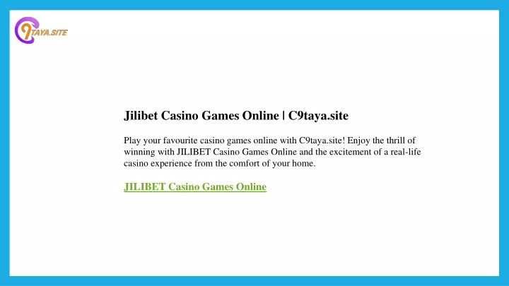 jilibet casino games online c9taya site play your