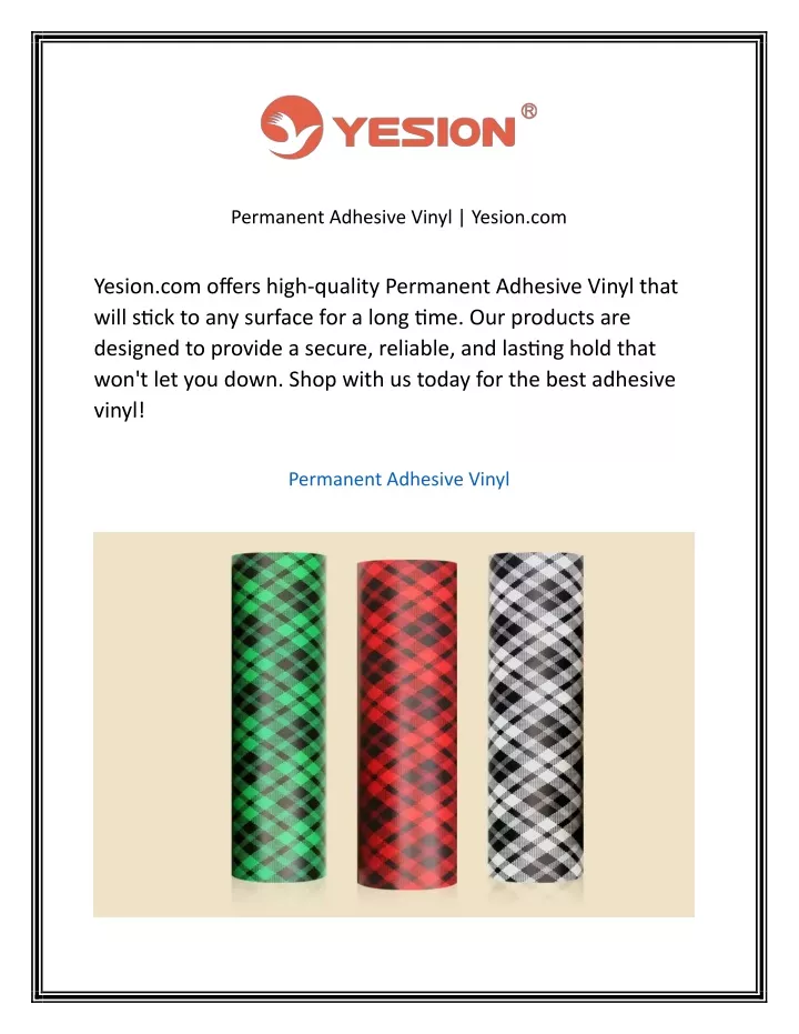 permanent adhesive vinyl yesion com