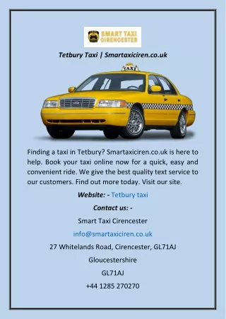 Tetbury Taxi  Smartaxiciren.co.uk