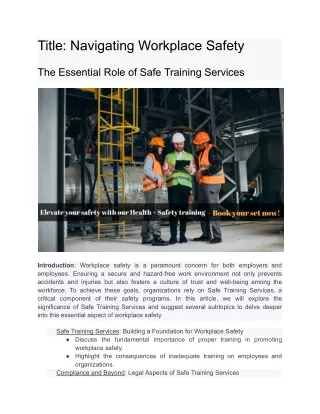 _Navigating Workplace Safety_ The Essential Role of Safe Training Services