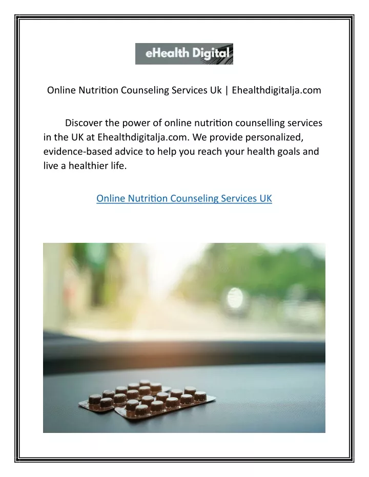 online nutrition counseling services