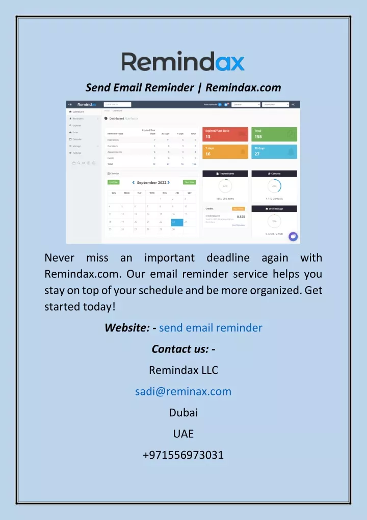 send email reminder remindax com