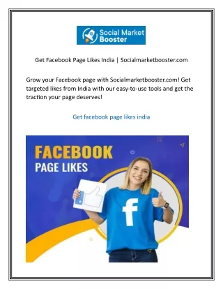 Get Facebook Page Likes India Socialmarketbooster