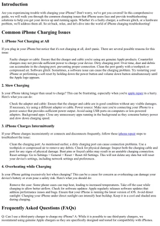 Troubleshooting Guide for iPhone Charging Issues