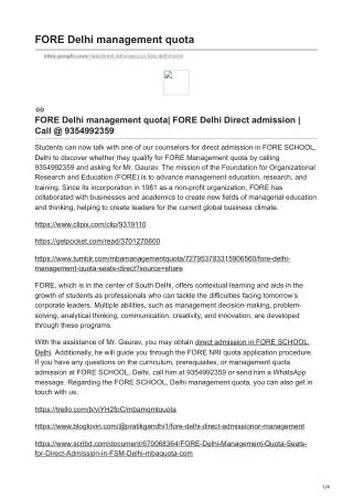 FORE Delhi management quota FORE Delhi Direct admission  Call @ 9354992359-sites.google.com-FORE Delhi management quota
