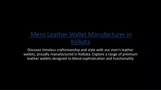 Mens Leather Wallet Manufacturer in Kolkata