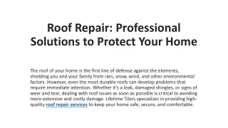 Roof Repair: Professional Solutions to Protect Your Home