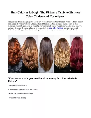 Hair Color in Raleigh The Ultimate Guide to Flawless Color Choices and Techniques!