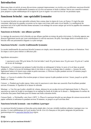 Impressionnez vos invités avec un délicieux saucisson brioché lyonnais