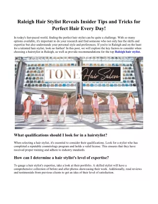 Raleigh Hair Stylist Reveals Insider Tips and Tricks for Perfect Hair Every Day!