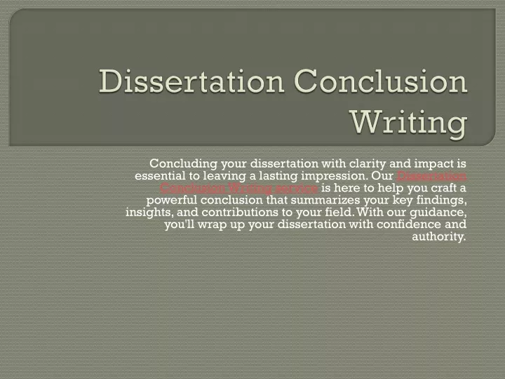 dissertation conclusion writing