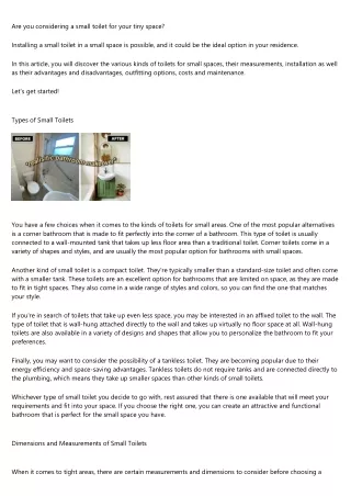 Small Toilets for Small Spaces