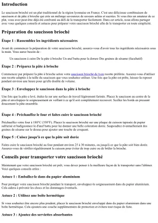 Comment préparer votre saucisson brioché pour le transporter facilement ?