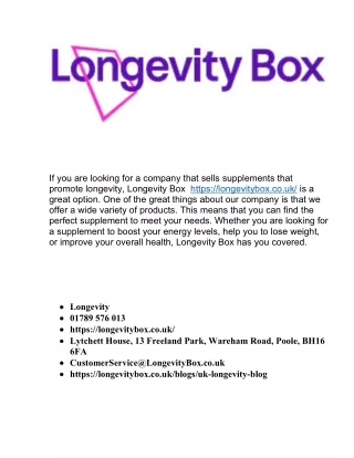 Longevity Box - Medical & Pharmaceuticals