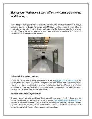 Elevate Your Workspace - Expert Office and Commercial Fitouts in Melbourne