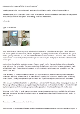 Small Toilets for Small Spaces