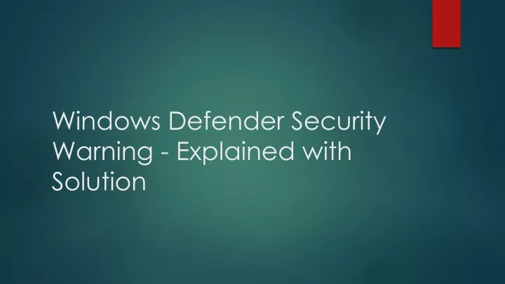 windows defender security warning explained with solution