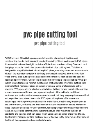 pvc pipe cutting tool