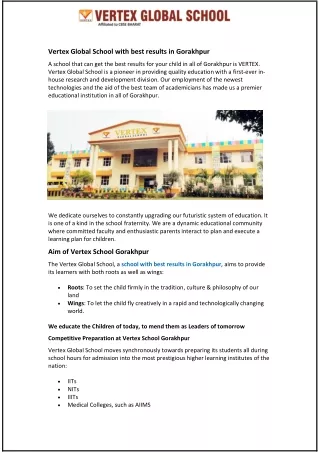 vertex global school with best results