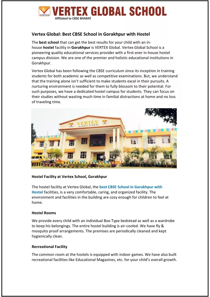 vertex global best cbse school in gorakhpur with