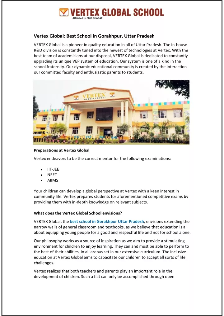 vertex global best school in gorakhpur uttar