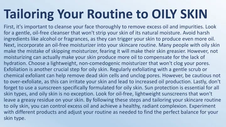 tailoring your routine to oily skin