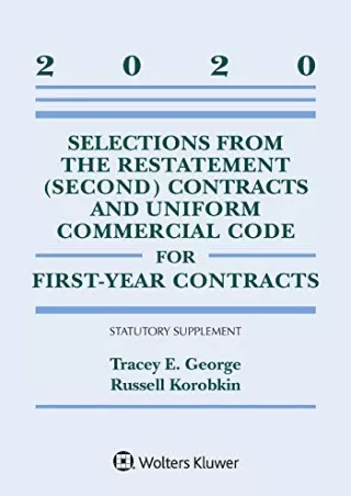Epub Selections from the Restatement (Second) Contracts and Uniform Commercial Code