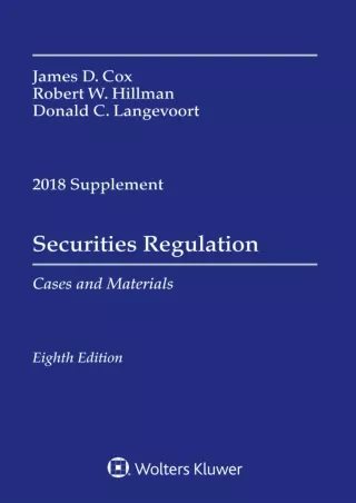 Pdf Ebook Securities Regulation: Cases and Materials, 2018 Supplement (Supplements)