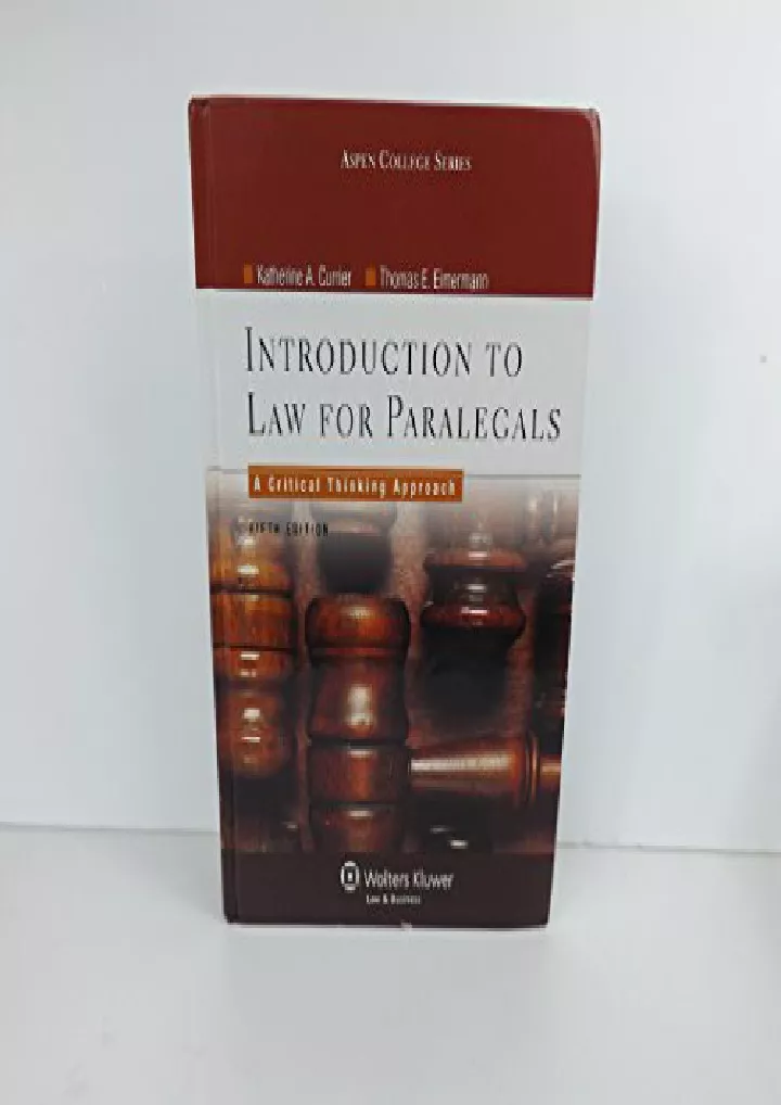 introduction to law for paralegals a critical thinking approach pdf