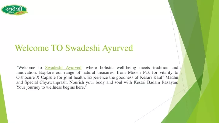 welcome to swadeshi ayurved