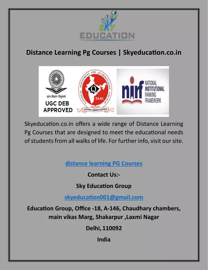 distance learning pg courses skyeducation co in