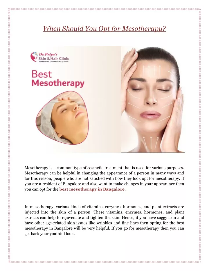 when should you opt for mesotherapy