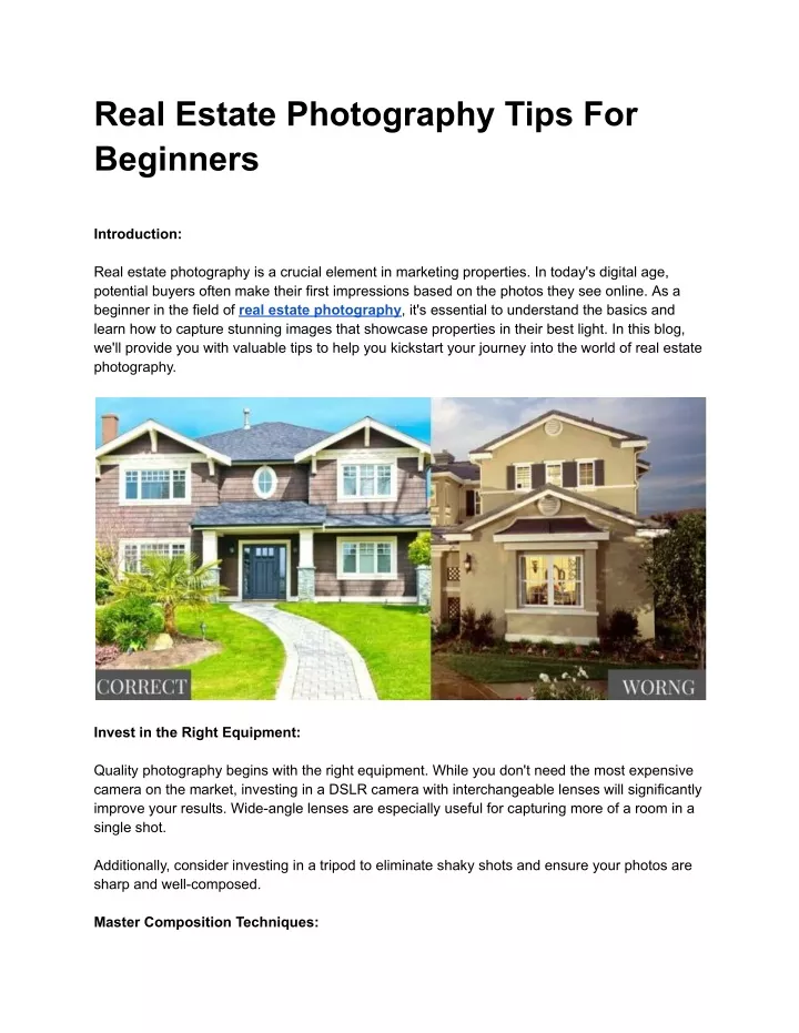 real estate photography tips for beginners