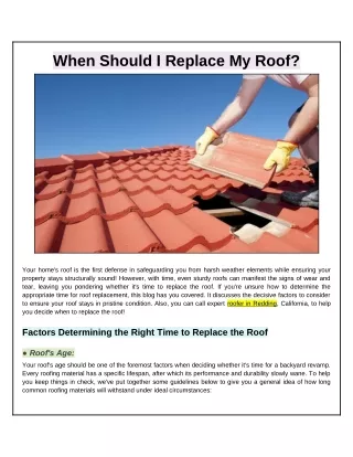 How Do I Know When My Roof Needs Replacing?