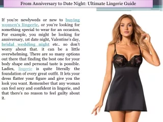 From Anniversary to Date Night Lingerie Ideas for Special Occasions