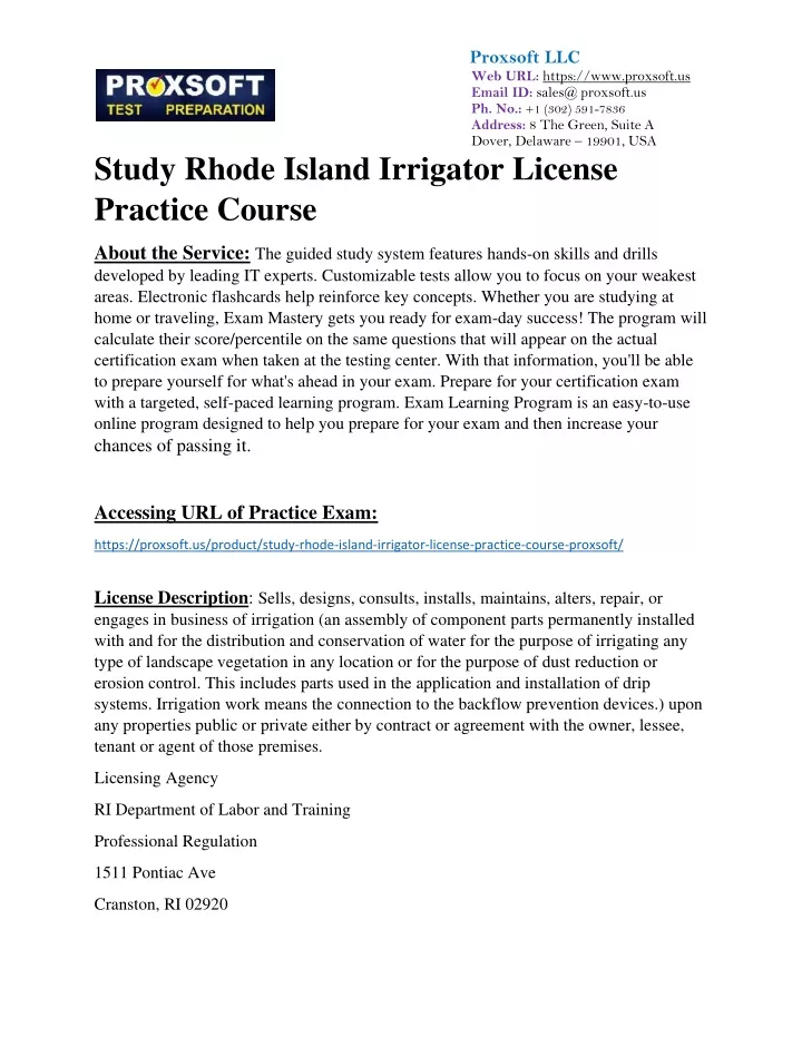 PPT Study Rhode Island Irrigator License Practice Course PowerPoint