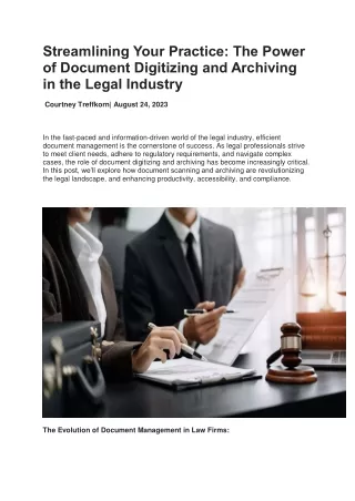 The Power of Document Digitizing and Archiving in the Legal Industry