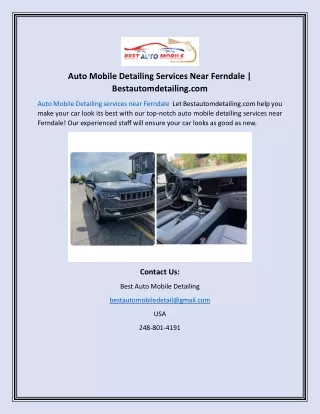 Auto Mobile Detailing Services Near Ferndale | Bestautomdetailing.com