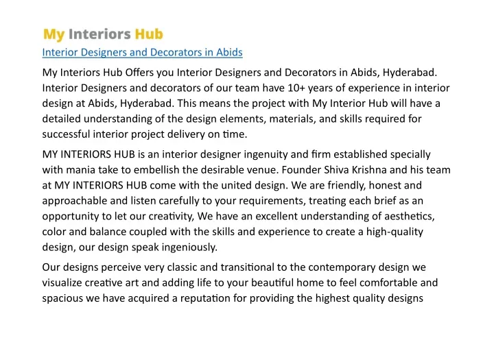 interior designers and decorators in abids