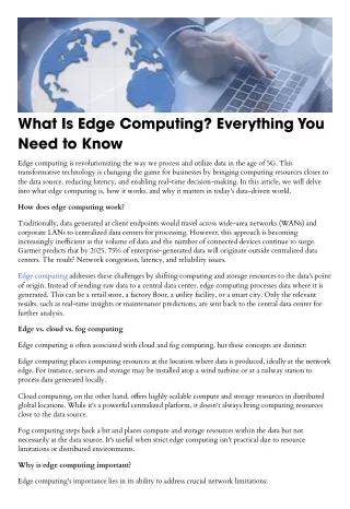 What Is Edge Computing? Everything You Need to Know