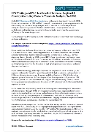 hpv testing and pap test market revenue regional