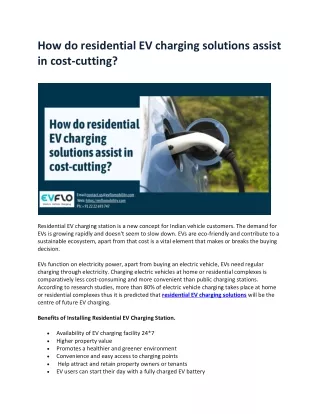 How do residential EV charging solutions assist in cost cutting