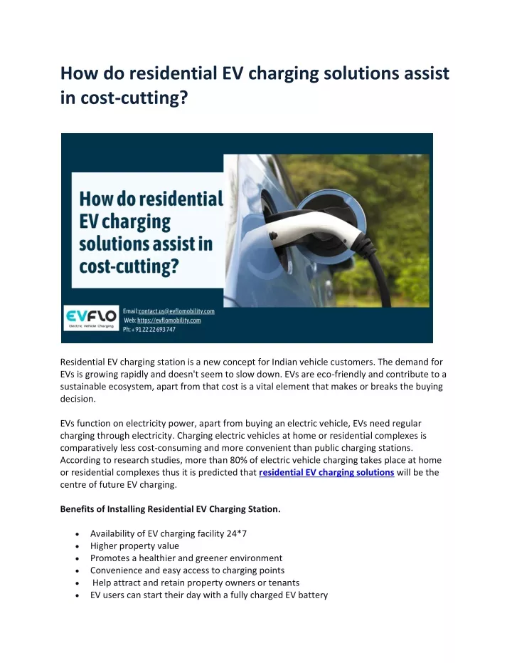 how do residential ev charging solutions assist