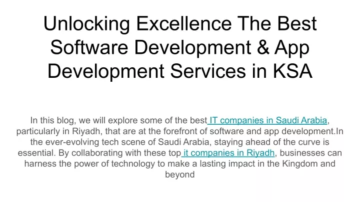 unlocking excellence the best software